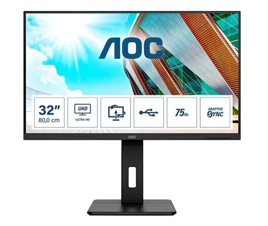 AOC U32P2 31.5" 4K VA PC-skjerm med HDMI og Justerbar Høyde, Svart AOC U32P2 31.5" 4K VA PC-skjerm med HDMI og Justerbar Høyde, Svart