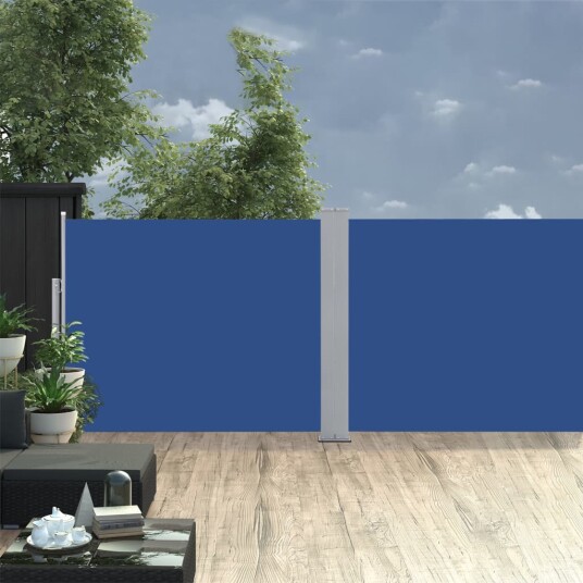 vidaXL Uttrekkbar sidemarkise 140x1000 cm blå