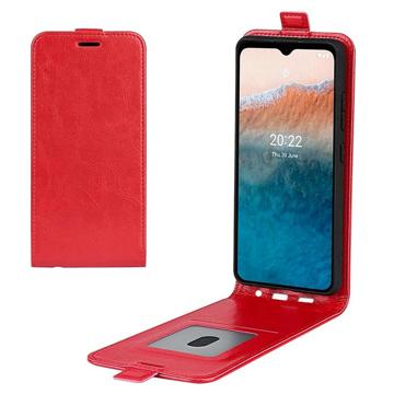 Nokia C21 Plus Vertikalt Flip-deksel med Kortluke Rød