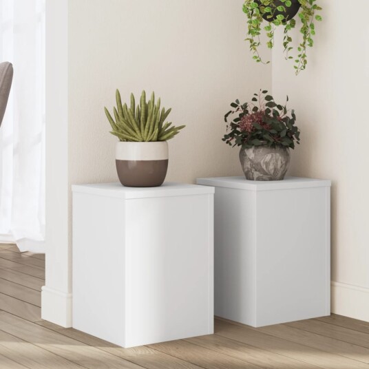 Plantestativer 2 stk hvit 25x25x35 cm konstruert tre Plantestativer 2 stk hvit 25x25x35 cm konstruert tre