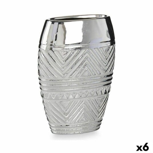 Gift Decor Vase Bredde Sølv Keramikk 9,5 X 26,5 X 19,5 Cm (6 Enheter)