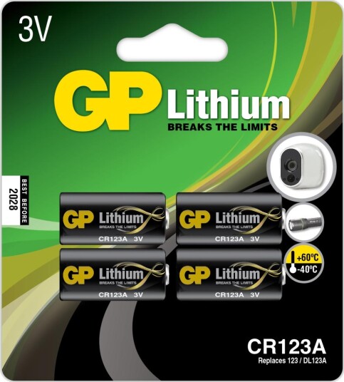 GP Lithium CR123A Engangsbatteri 4-pk 3V 1400 mAh