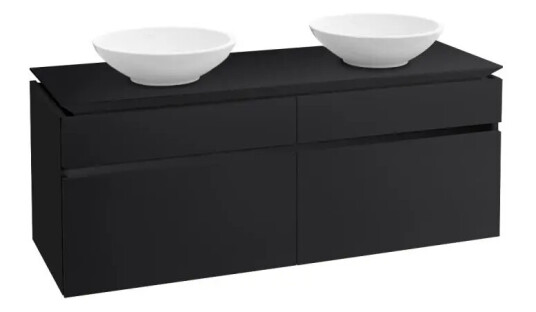 Villeroy & Boch Legato Servantskap m/4 skuffer 1400x550x500 mm m/LED-lys Sort Matt La Villeroy & Boch Legato Servantskap m/4 skuffer 1400x550x500 mm m/LED-lys Sort Matt La