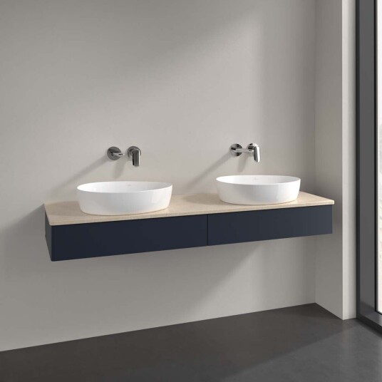 Villeroy & Boch  Antao Servantskap med 2 skuffer 160x50x19 cm u/lys Blå Matt/Crème