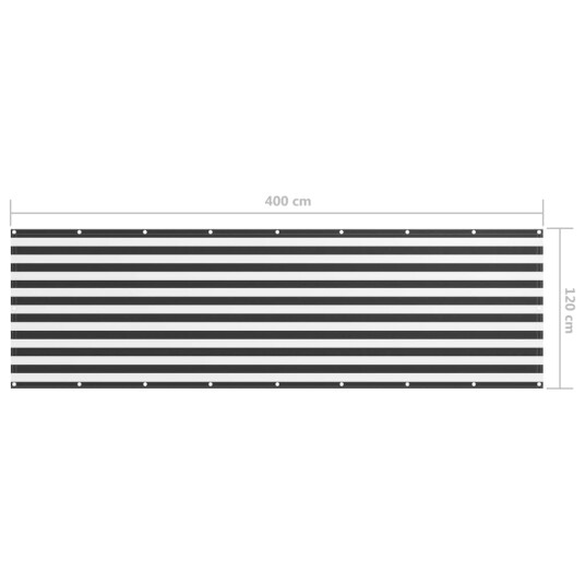 vidaXL Balkongskjerm antrasitt og hvit 120x400 cm oxfordstoff