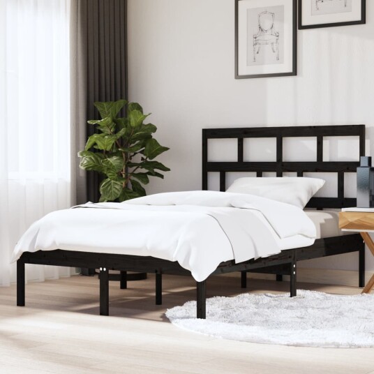 vidaXL Sengeramme svart heltre 150x200 cm 5FT King Size vidaXL Sengeramme svart heltre 150x200 cm 5FT King Size