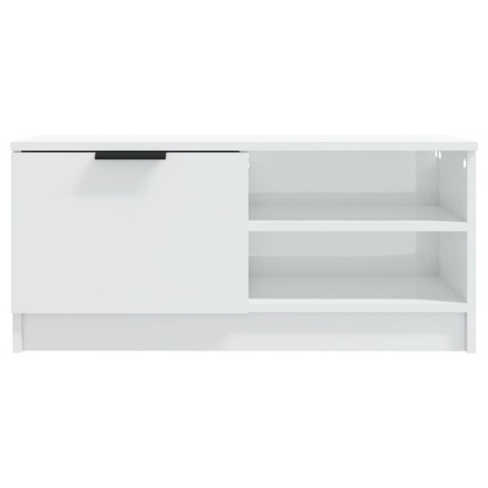 vidaXL TV-benk høyglans hvit 80x35x36,5 cm konstruert tre