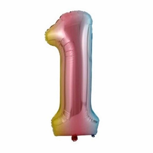 Stor siffer ballong flerfarget regnbue bursdagsfest 102cm 1