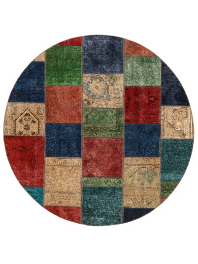 Håndknyttet. Opphav: Persia / Iran Patchwork Teppe Ø 200