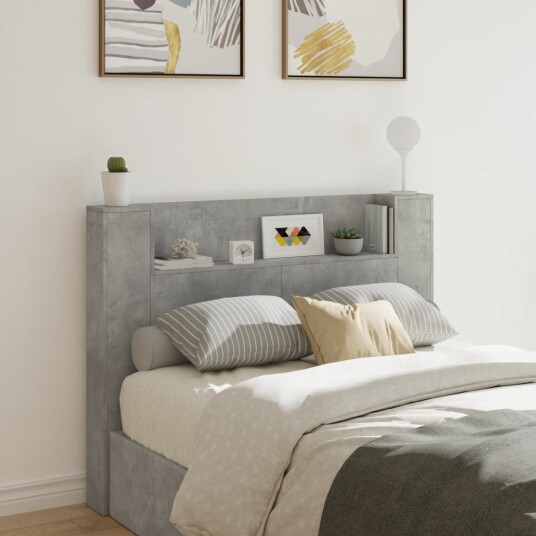 Hodegavl skap med LED betonggrå 140x16,5x103,5 cm 8721012465633