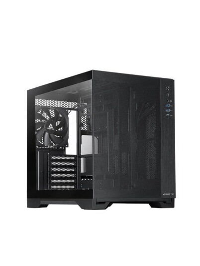 Chieftec Visio Air GM-30B mATX Kabinett, Svart - 3x Vifter, Herdet Glass Sidepanel
