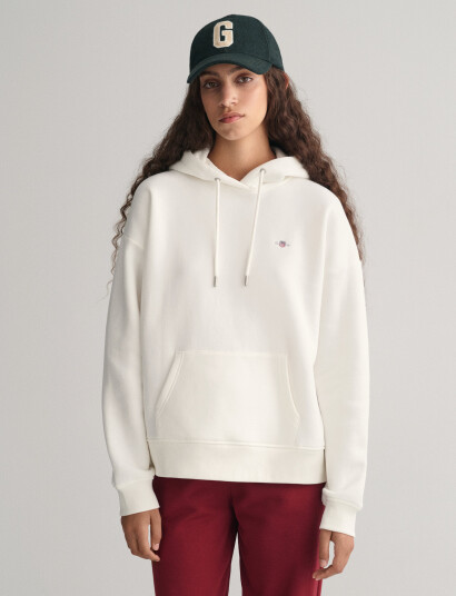 GANT Rel Shield Hoodie - White - XL GANT Rel Shield Hoodie - White - XL