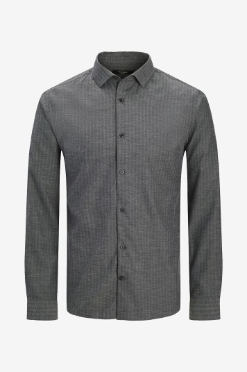 Jack & Jones Plus Skjorte jprBlaparker Melange L/S Shirt BF P Svart