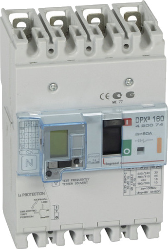 Legrand DPX3 160 Termisk Sikring + Jordfeil 4P 80A 25kA