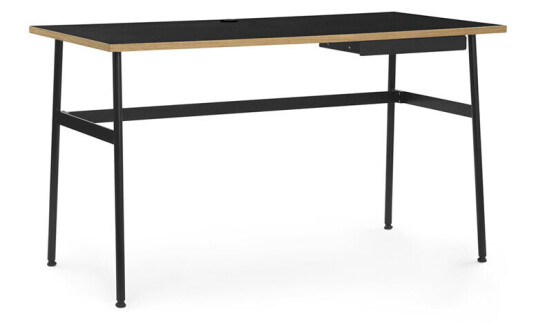 Normann Copenhagen Journal skrivebord sort laminat, sorte stålben og skuff
