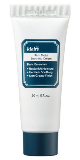Klairs Rich Moist Beroligende Fuktighetskrem 20 ml - Vegansk Dagkrem for Alle Hudtyper