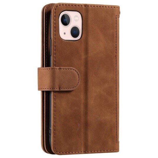 INCOVER iPhone 14 Skinndeksel m. Lommebok og Magnetlås - Brun