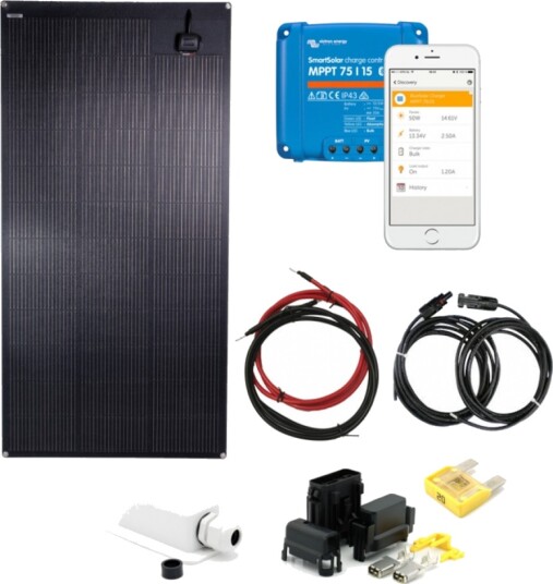 SKANBATT 146x54 160W Flexipanel komplett kit med VICTRON BT MPPT. SKANBATT 146x54 160W Flexipanel komplett kit med VICTRON BT MPPT.