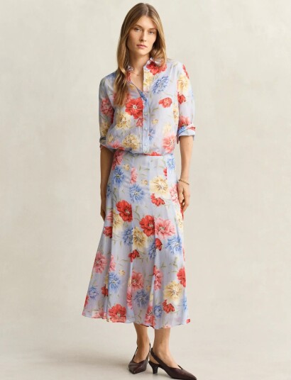 GANT Floral Print Panel Skirt Multi/patterned 44