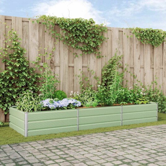 vidaXL Plantekassed Pastellgrønn 290 x 100 x 45 cm Galvanisert Stål