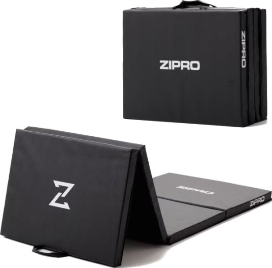 Zipro 4-delt gymnastikkmadrass Zipro 180 cm x 60 cm x 4 cm svart
