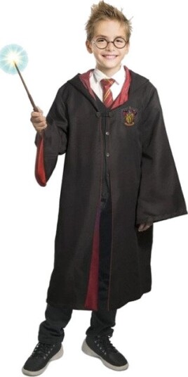 Harry Potter Deluxe Kostyme med Tryllestav 124-135 cm 9-11 år