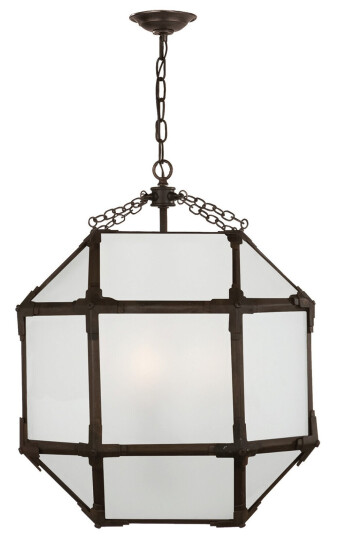 Morris taklampa antik zink/frostat glas