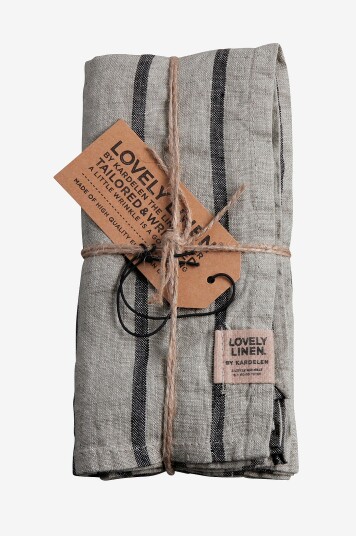Lovely Linen   Stripe Serviett 4 pk   Svart