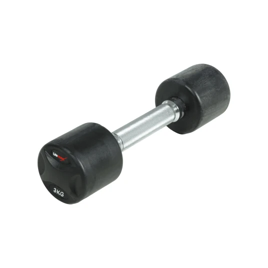 Lifemaxx fast manual 3 kg - Rund manual med riflet grep - Laget av støpejern kledd med gummi - For crossfit og styrketrening