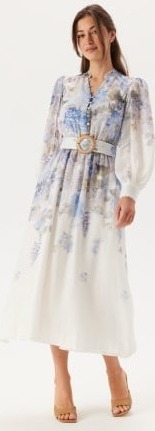 FOREVER NEW Peyton Trim Detail Midi Dress Blue Warrantina 42(UK14)