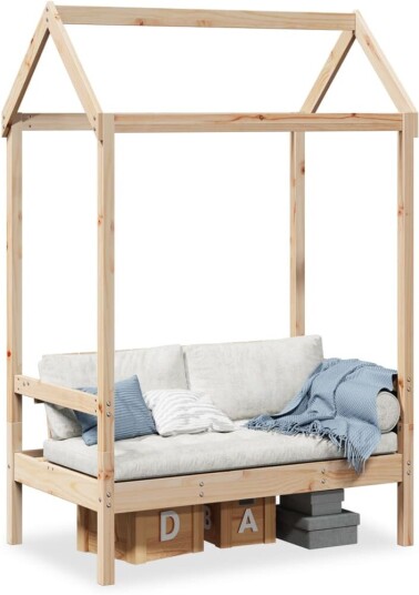 Benk med tak 117,5x70x176,5 cm heltre furu