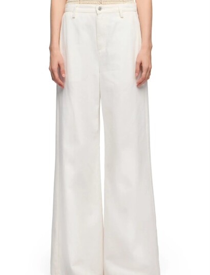 7 For All Mankind Wide Trouser Linen Ostuni   Cream   27 x 33