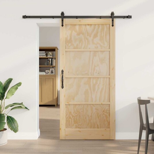 vidaXL Skyvedør med skyvekomponenter 93x202 cm solid furu