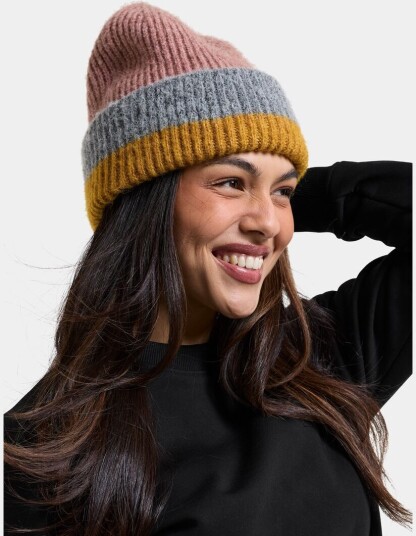 Didriksons Malin Striped Beanie Ash Rose multicolour