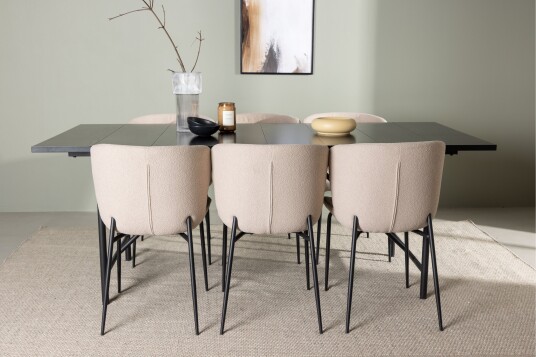 Venture Home Astrid Spisegruppe 200 cm Rektangulær med 6 Modesto Stoler Beige