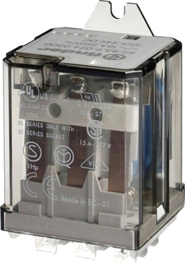 Finder 62.83.8.230.4009 Innsatsrele 230 V/Ac 16 A 3 Vekslere 1 Stk