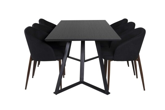 Venture Design Marina & Arch spisegruppe Svart/svart 6 st stoler & bord 180 x 90 cm
