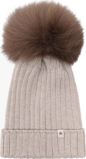 Huttelihut Hat Knit Alpaca Pompom   Beige   52\2 4Y