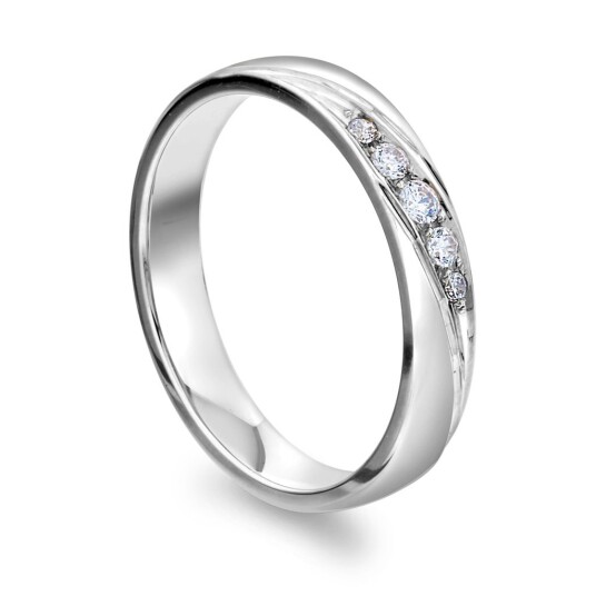 Giftering i 585 hvitt gull med diamanter 0,09 ct | 3,5 mm bredde Giftering i 585 hvitt gull med diamanter 0,09 ct | 3,5 mm bredde