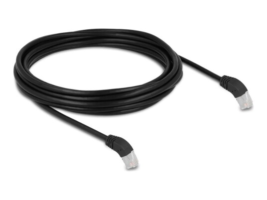 Delock Koblingskabel Rj-45 Hann Vinklet Til Rj-45 Hann Vinklet 5 M 6 Mm S/Ftp Cat 6A Med Støvel Halogenfri Svart