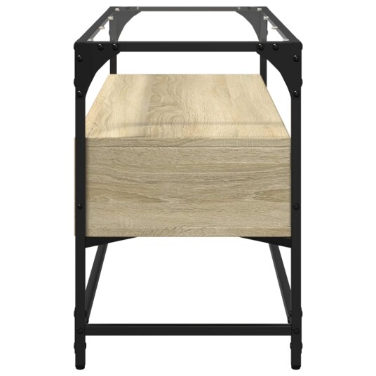 TV-benk med glasstopp grå sonoma 98x35x51 cm konstruert tre 846065 TV-benk med glasstopp grå sonoma 98x35x51 cm konstruert tre 846065