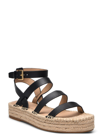 Lauren Ralph Lauren Polly Leather Gladiator Espadrille - Black - 39
