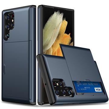 Samsung Galaxy S22 Ultra 5G Hybrid-deksel med Skyvekortspor Mørkeblå