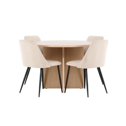 Spisegruppe Venture Home Strada Ø120 cm med 4st Night Spisestoler
