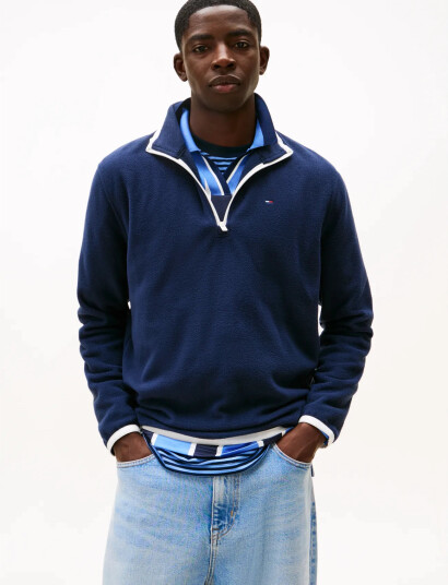 Tommy Jeans Tjm Reg S Flag Polar Fleece Qz - Navy - M
