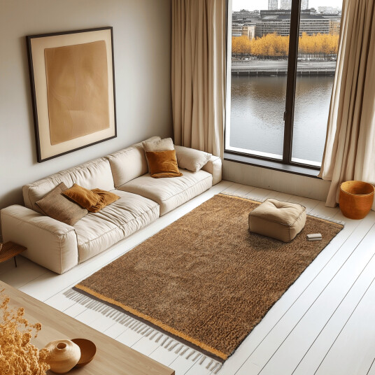 Ryetepper Celina Natural Cotton Shaggy brun/oransje Størrelse: 80 x 150 cm