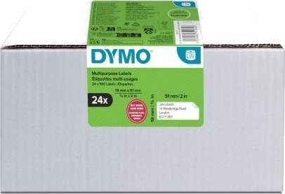 Dymo Lw Multi Purpose Label 19X51mm 24 Roller Hvit Selvklebende Skriveretikett Rull Permanent Dymo 4Xl 5Xl 400 400 Duo 400 Turbo 400 Twin Turbo 450 450 Duo 450 Turbo 450 Twin Turbo 550,...