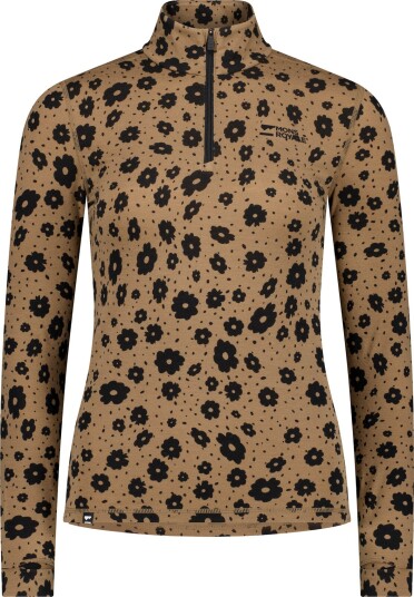 Mons Royale Women's Cascade Merino Base Layer 1/4 Zip Long Sleeve Aoraki Lily Toffee S
