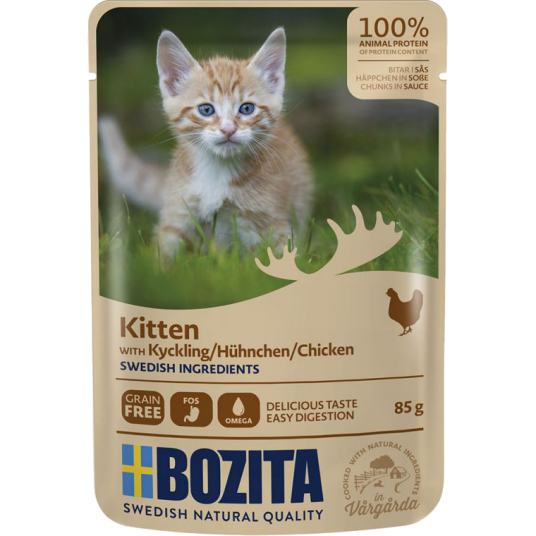 Kitten Kylling I Saus I Pose 12 X 85G Katt Helse Og Pels Kosttilskudd Våtfôr Bozita Katt