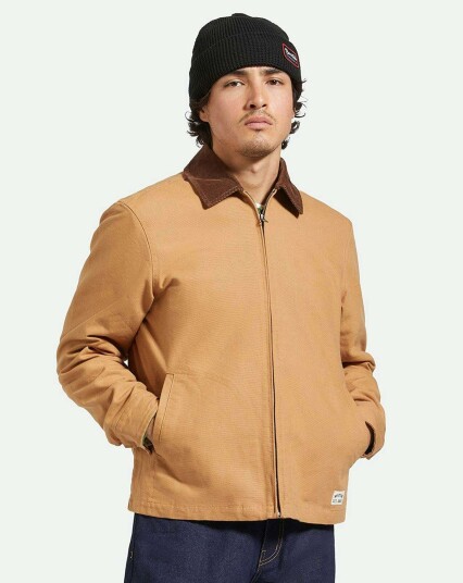 Brixton Mechanic Garage Zip Jakke Forvasket Brun